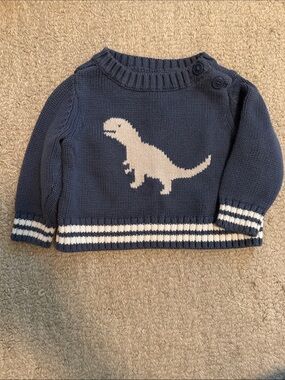 Tea Collection Blue & White Dino Sweater